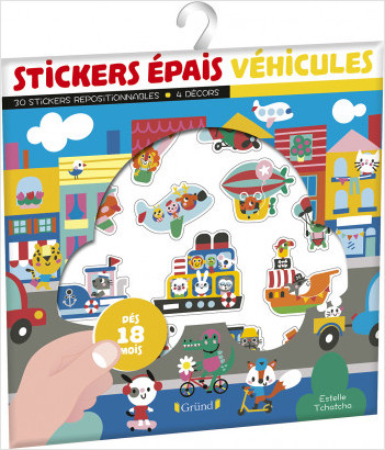 Stickers épais : Véhicules – Pochette de 30 autocollants épais et