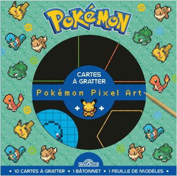 Pokémon – Cartes à gratter pixel – Pikachu, Bulbizarre, Salamèche